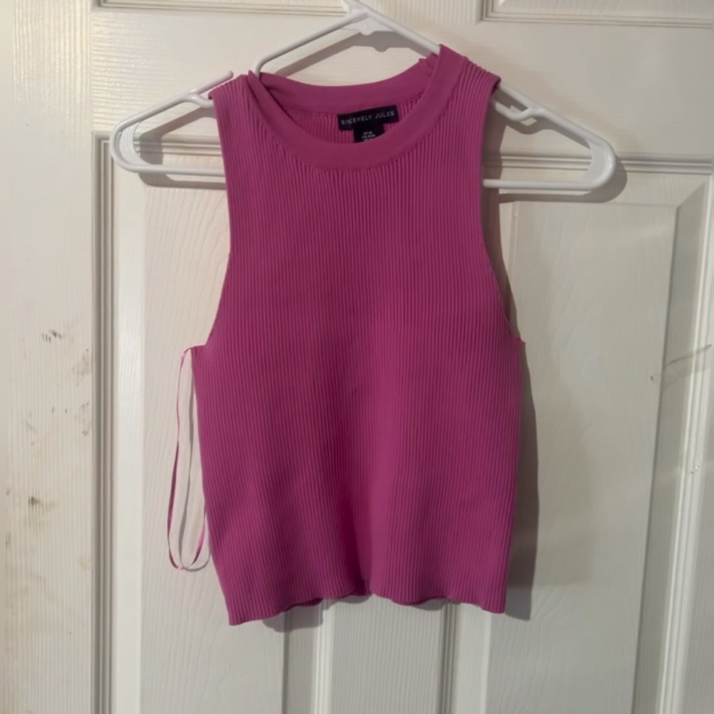 Sincerely Jules Hot Pink Ribbed Tank